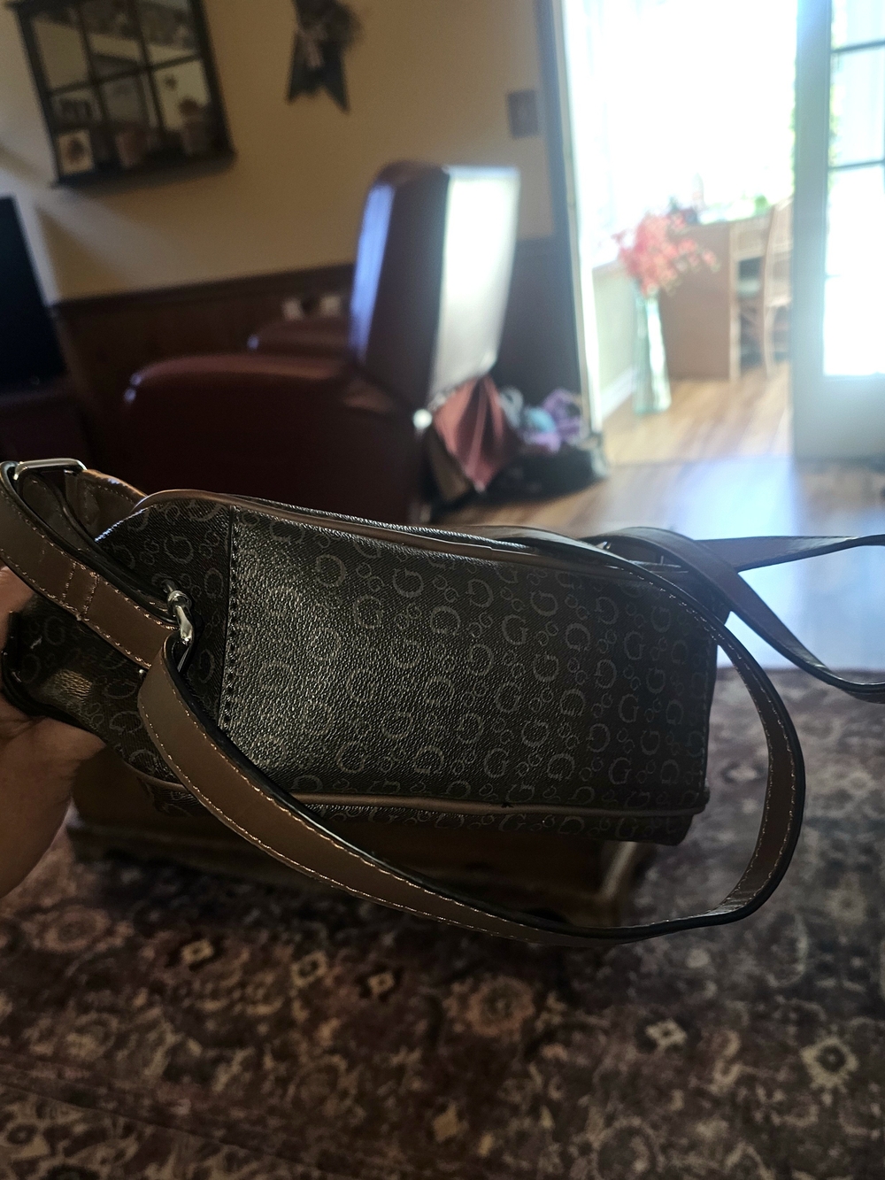 GUESS Brown/Tan Monogram Mini Backpack - Picture 6 of 8